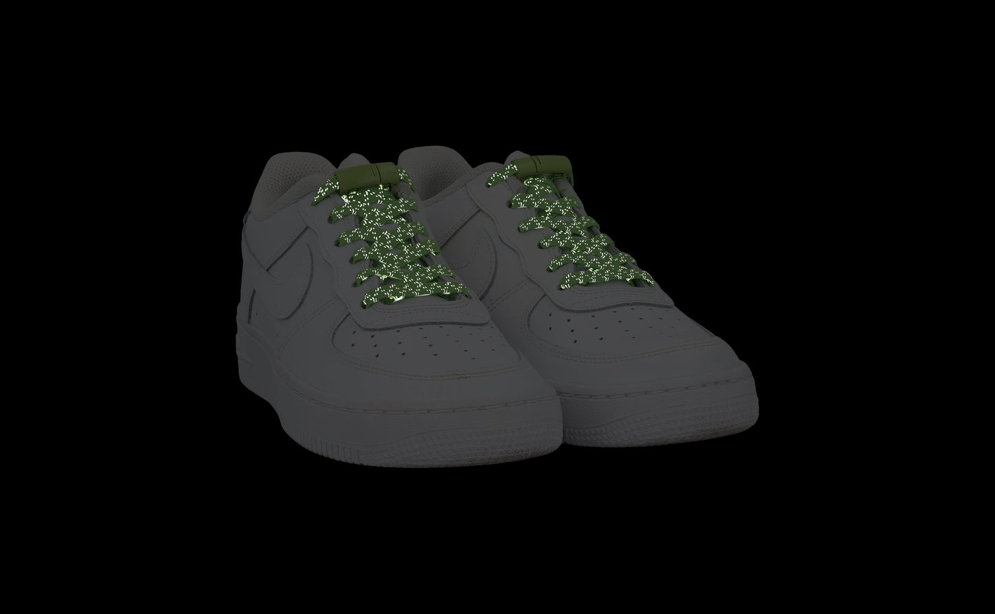 Venyvät kengännauhat - NEON VIHREÄ HEIJASTAVA