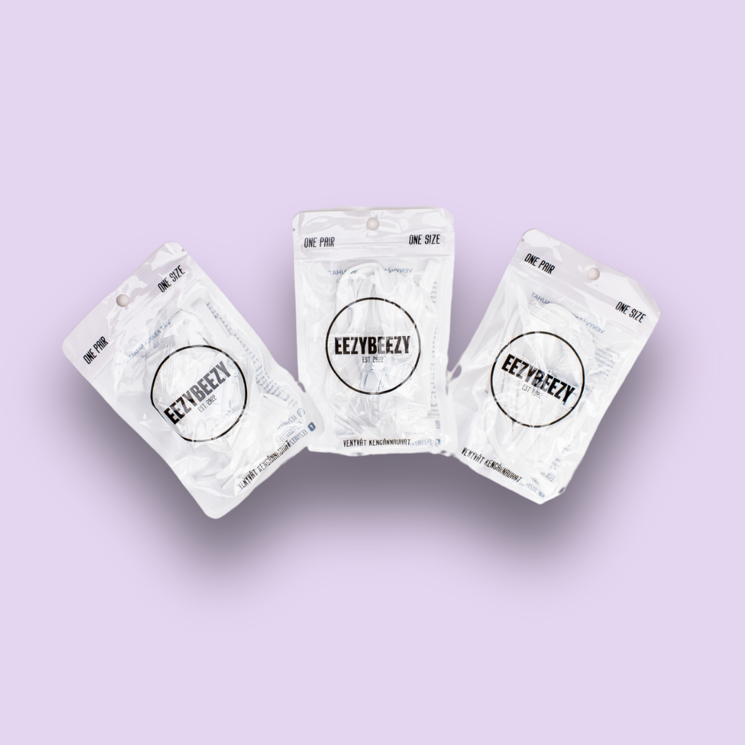 Venyvät kengännauhat - 3-Pack - All White!